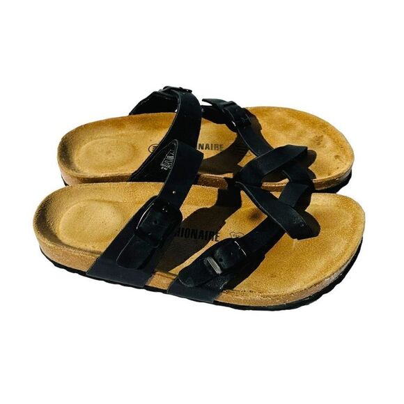 Cushionaire Womens Sandals Luna Cork Footbed One Finger Slip On Black Size 8 - Picture 4 of 6